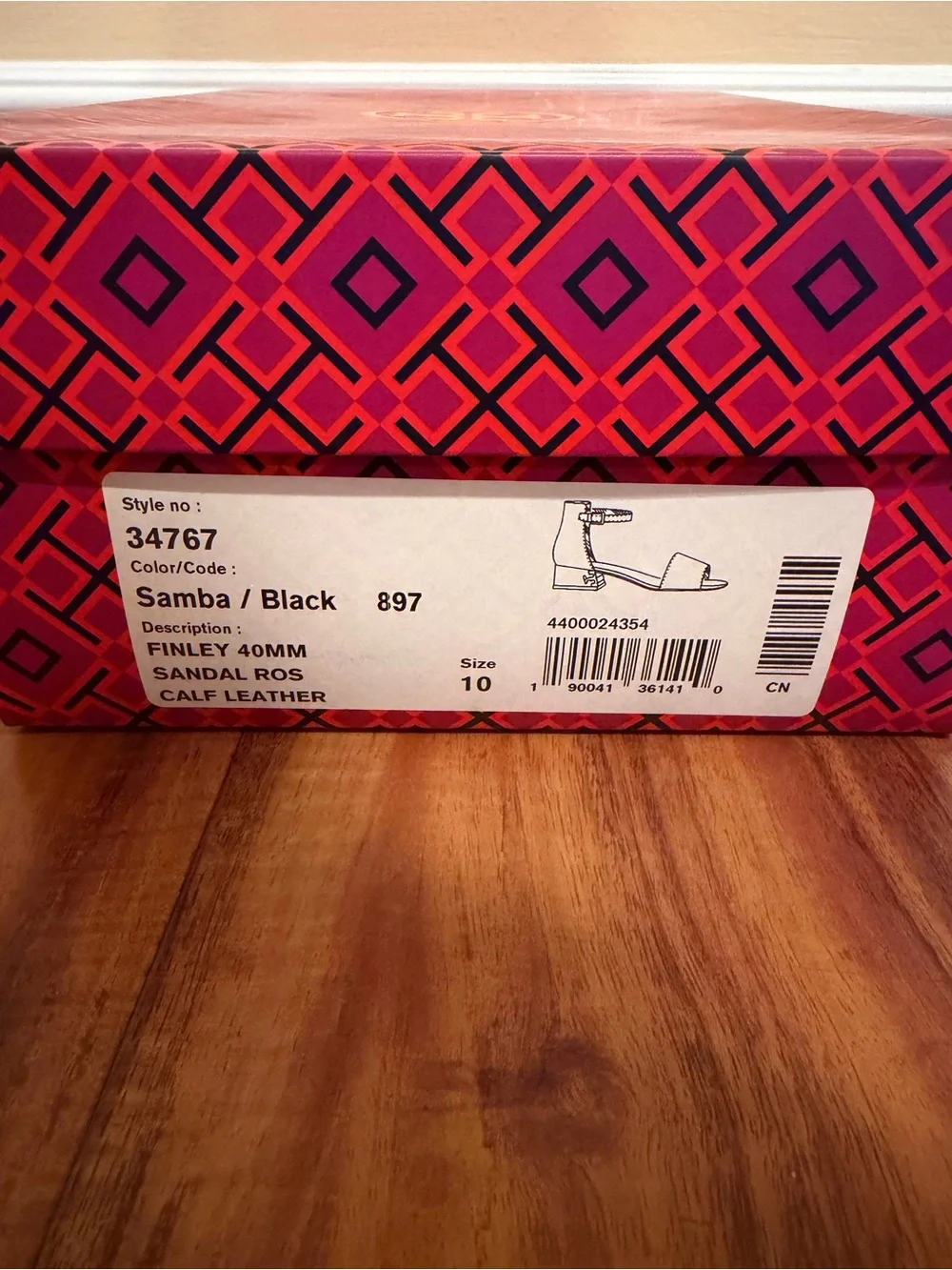 Tory Burch Black & Red Ankle-Strap Block Heel Sandals
